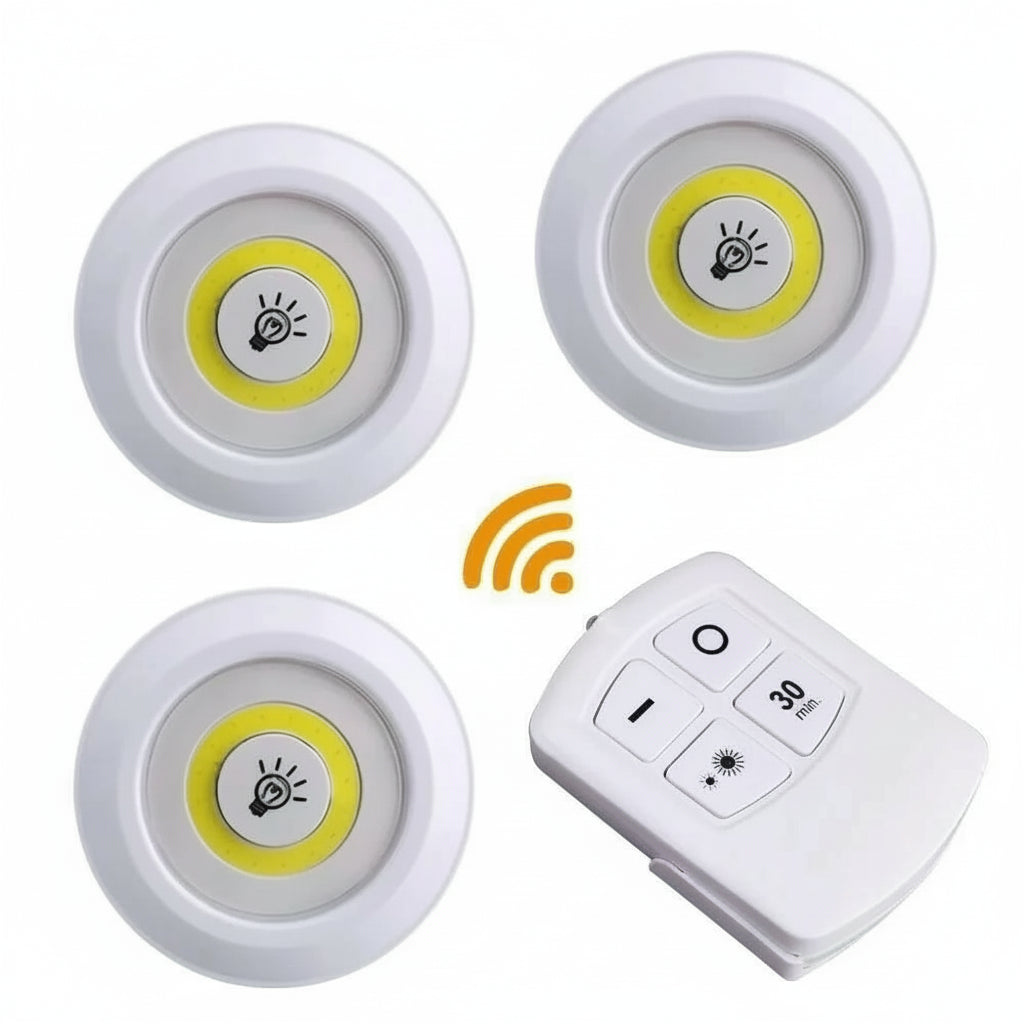 3-Pack Wireless LED Light Set with Remote Control