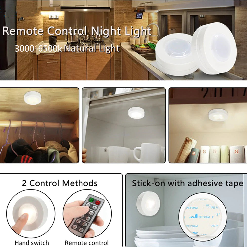 3-Pack Wireless LED Light Set with Remote Control