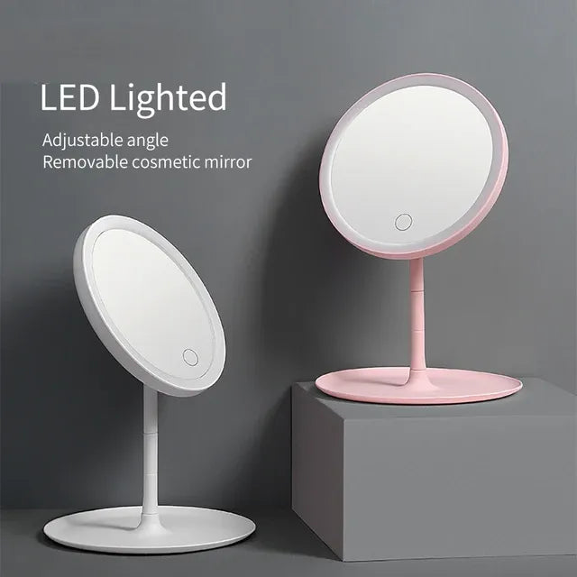 Portable LED Light Makeup Mirror with Tray & Touch Light