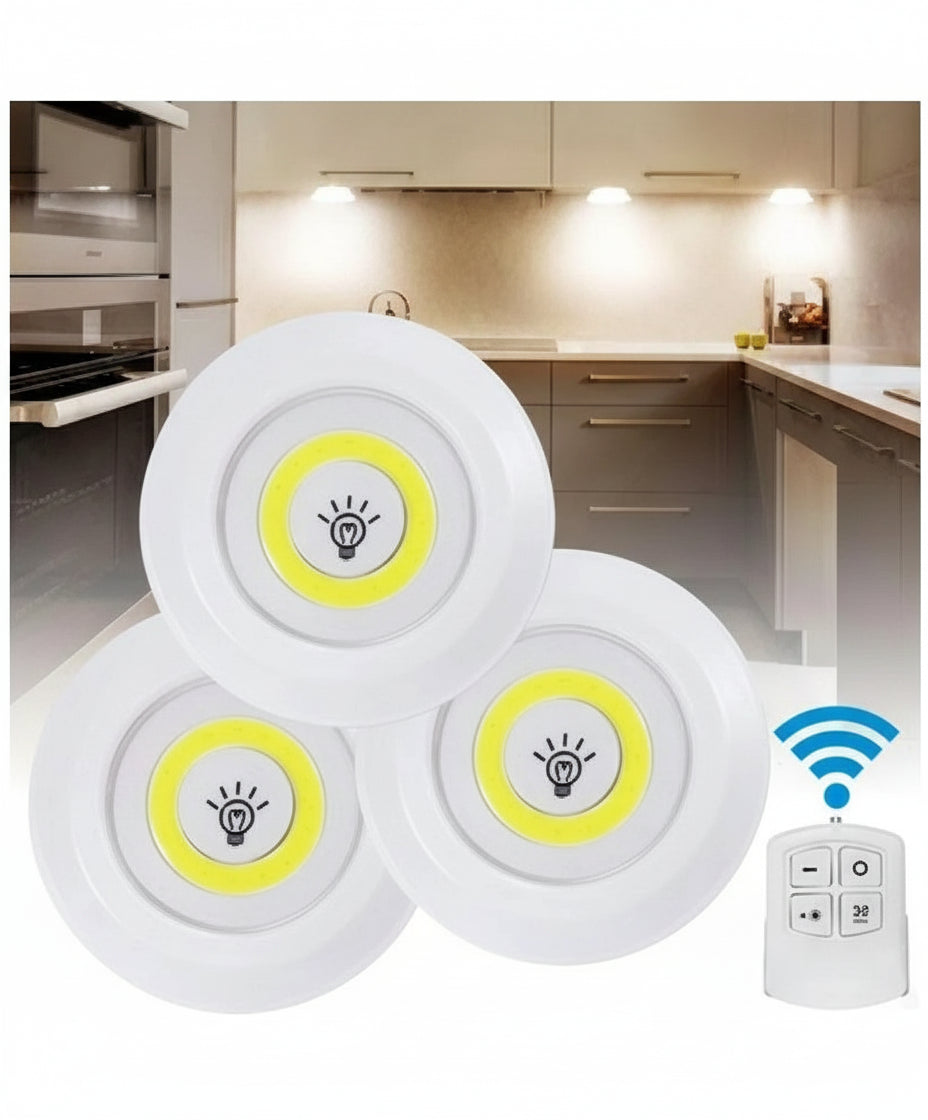 3-Pack Wireless LED Light Set with Remote Control