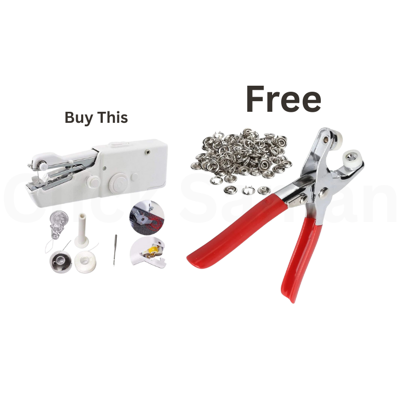 Portable Mini Sewing Machine + Free 50-Pair Metal Tich Button Kit