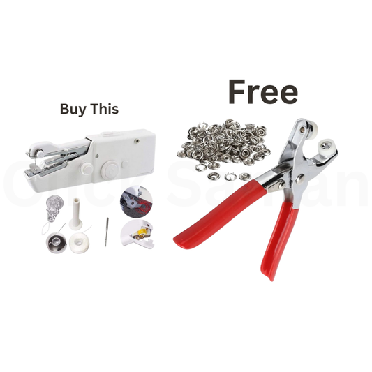 Portable Mini Sewing Machine + Free 50-Pair Metal Tich Button Kit