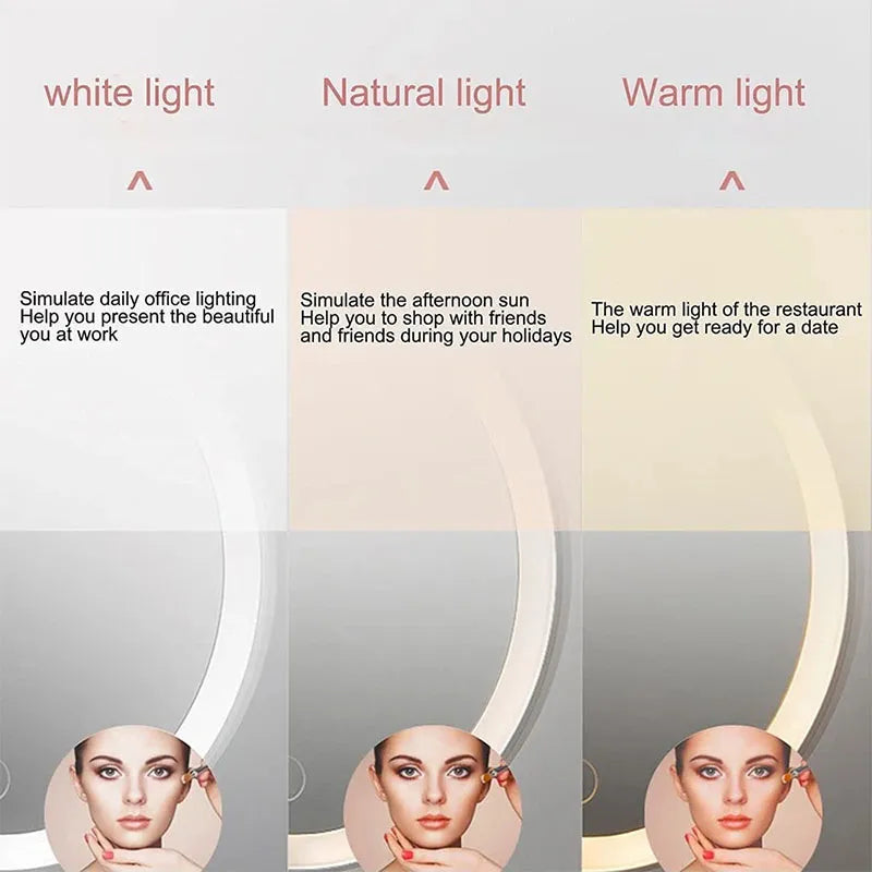 Portable LED Light Makeup Mirror with Tray & Touch Light