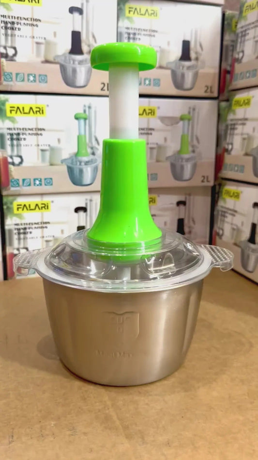 FALARI Hand-Pushing Vegetable Chopper – 2L Multi-Function Cutter - Click Saman