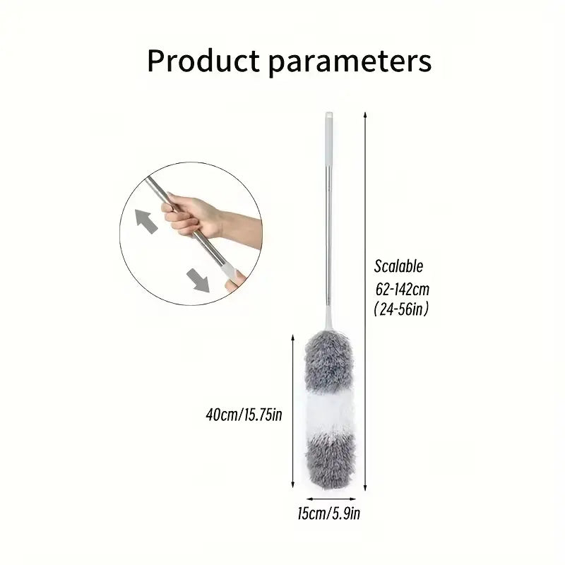 Extendable Microfiber Grey Duster (12Foot Long Handle)