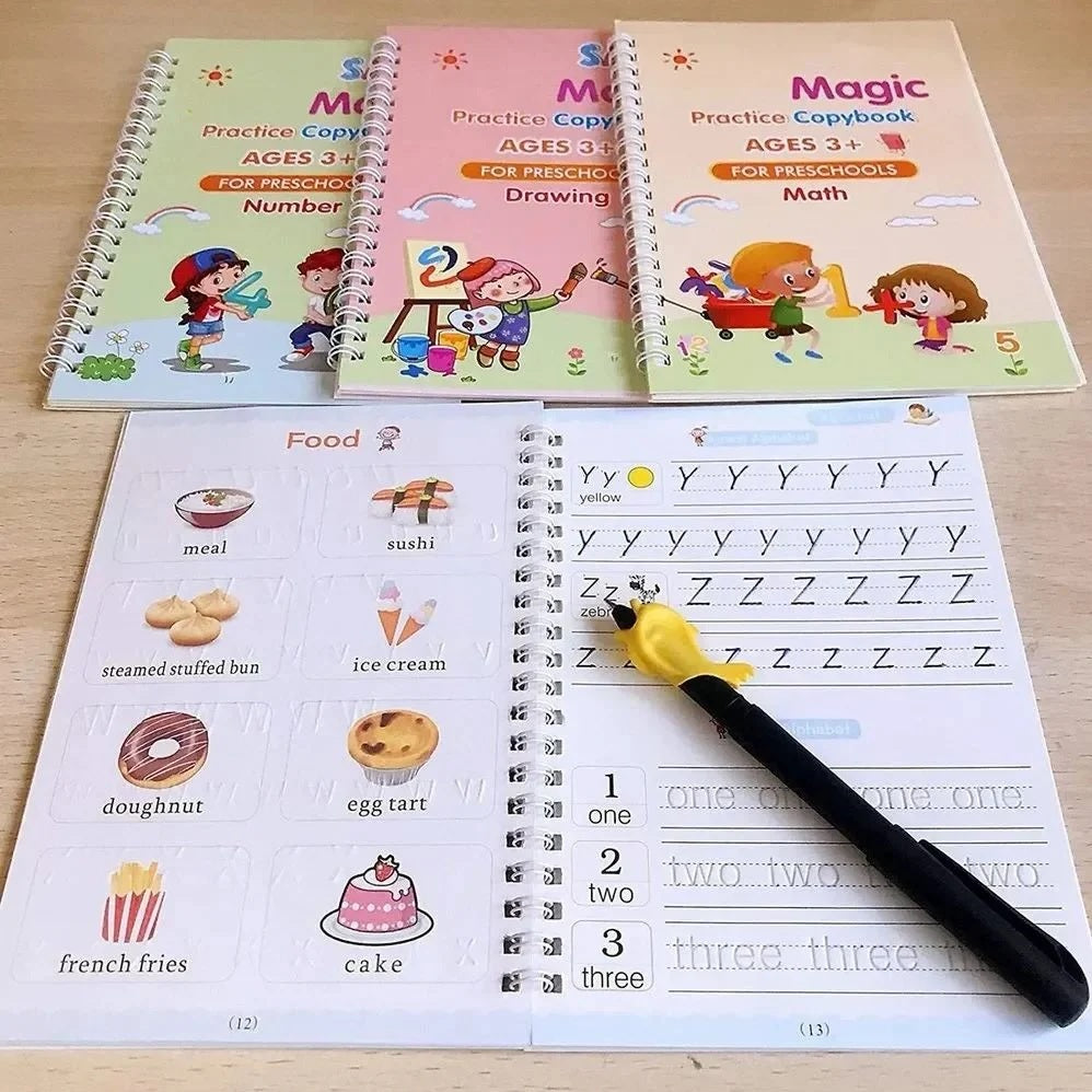 Sank Magic Practice Copybook Set (4 Books + Pens + Free Refills)